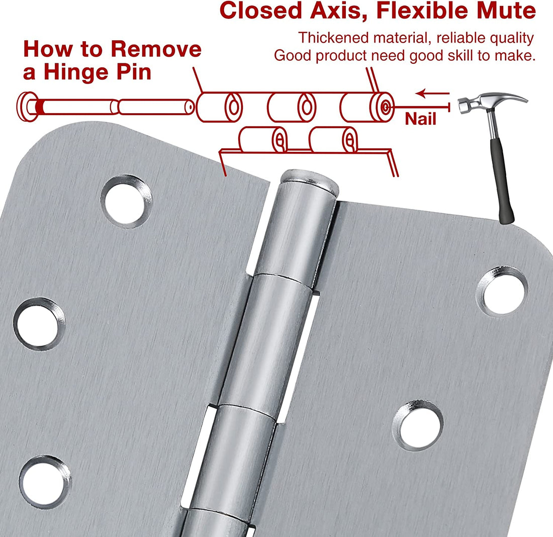 4 Inch Satin Chrome Hinges - Ball-Bearing, 5/8” Radius