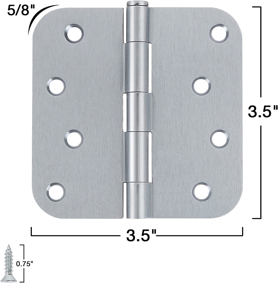 4 Inch Satin Chrome Hinges - Ball-Bearing, 5/8” Radius