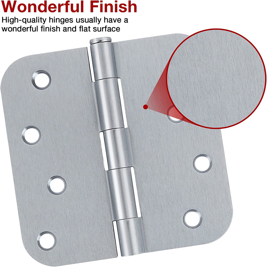 4 Inch Satin Chrome Hinges - Ball-Bearing, 5/8” Radius