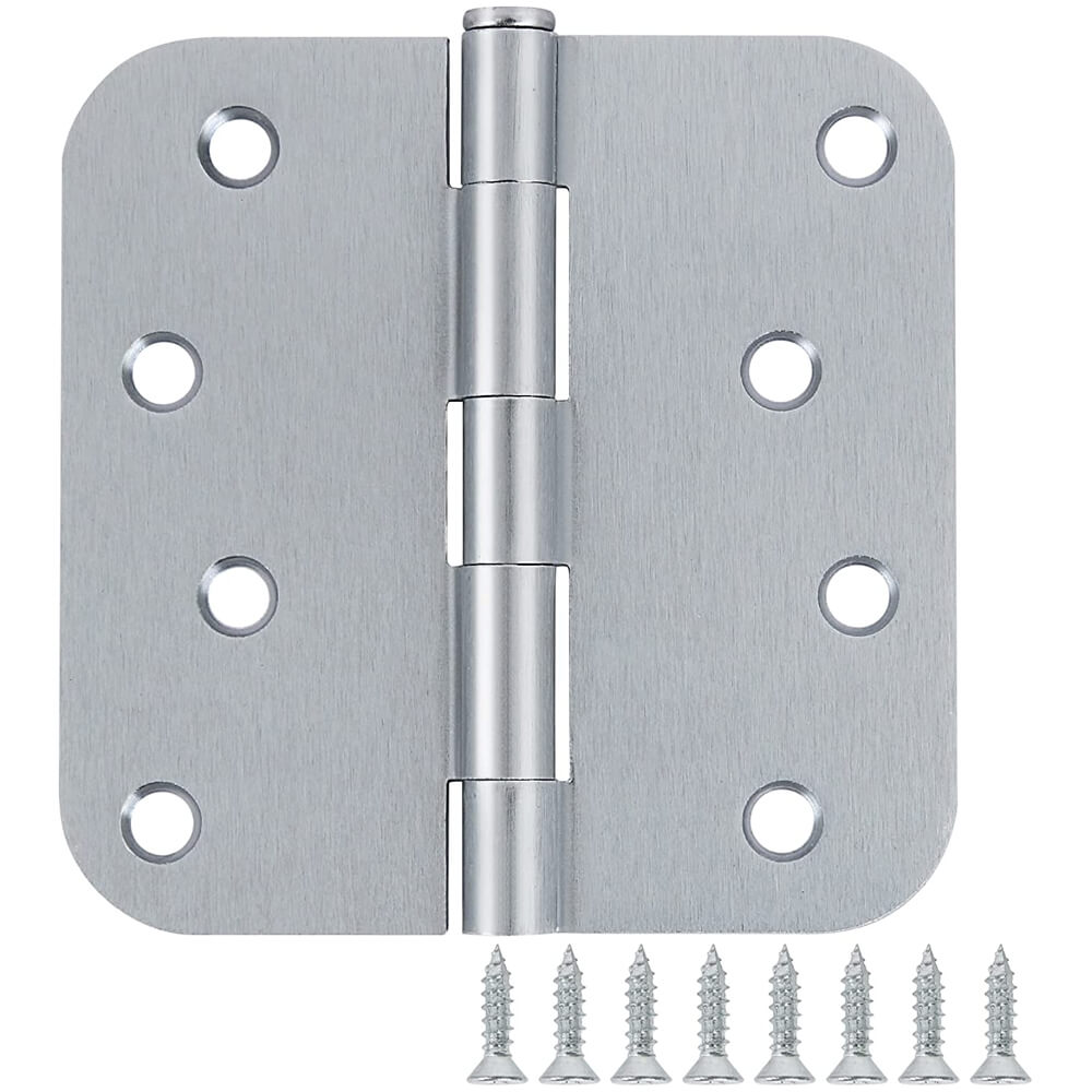 4 Inch Satin Chrome Hinges - Ball-Bearing, 5/8” Radius