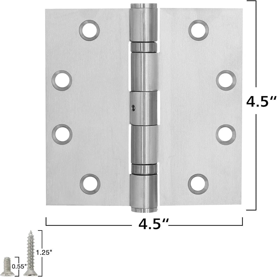 4.5 Inch Stainless Steel Ball Bearing Door Hinges, Silver Square