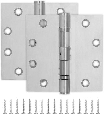 4.5 Inch Stainless Steel Ball Bearing Door Hinges, Silver Square