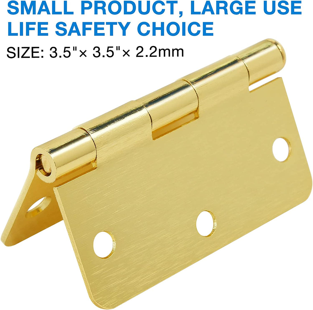 Satin Brass 3.5 Inch 14 Radius Door Hinges 