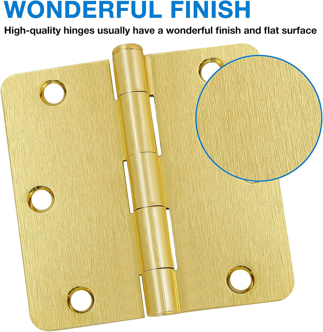 Satin Brass 3.5 Inch 14 Radius Door Hinges 