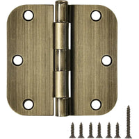 Antique Brass Door Hinges with 3.5 Inch & 5/8" Radius Corners