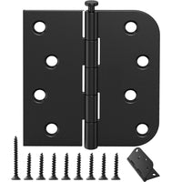 4 Inch Black Door Hinges with Square & 5/8" Radius Corners