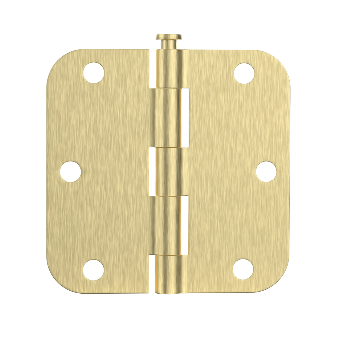 Brass Door Hinges with 3.5 Inch & 5/8" Radius Corners, Satin Finish