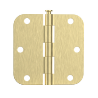 Brass Door Hinges with 3.5 Inch & 5/8" Radius Corners, Satin Finish