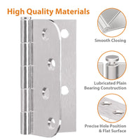 4 Inch Brushed Nickel Door Hinges with Square & 5/8" Radius Corners