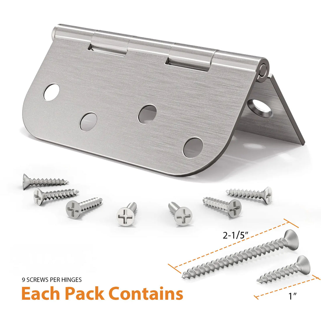 4 Inch Brushed Nickel Door Hinges with Square & 5/8" Radius Corners