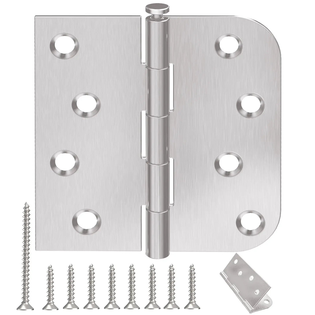 4 Inch Brushed Nickel Door Hinges with Square & 5/8" Radius Corners