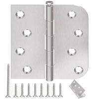 4 Inch Brushed Nickel Door Hinges with Square & 5/8" Radius Corners