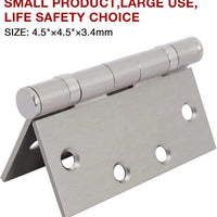 4.5 Inch Ball Bearing Door Hinges | Heavy-Duty, Silver, Square