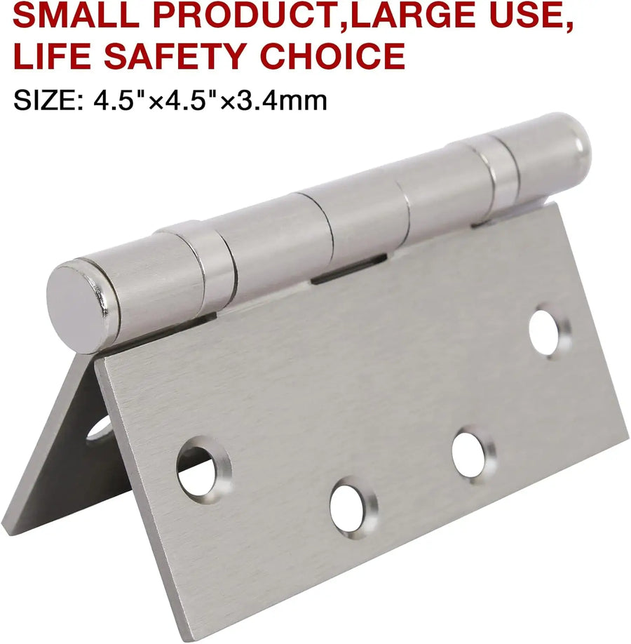 4.5 Inch Ball Bearing Door Hinges | Heavy-Duty, Silver, Square