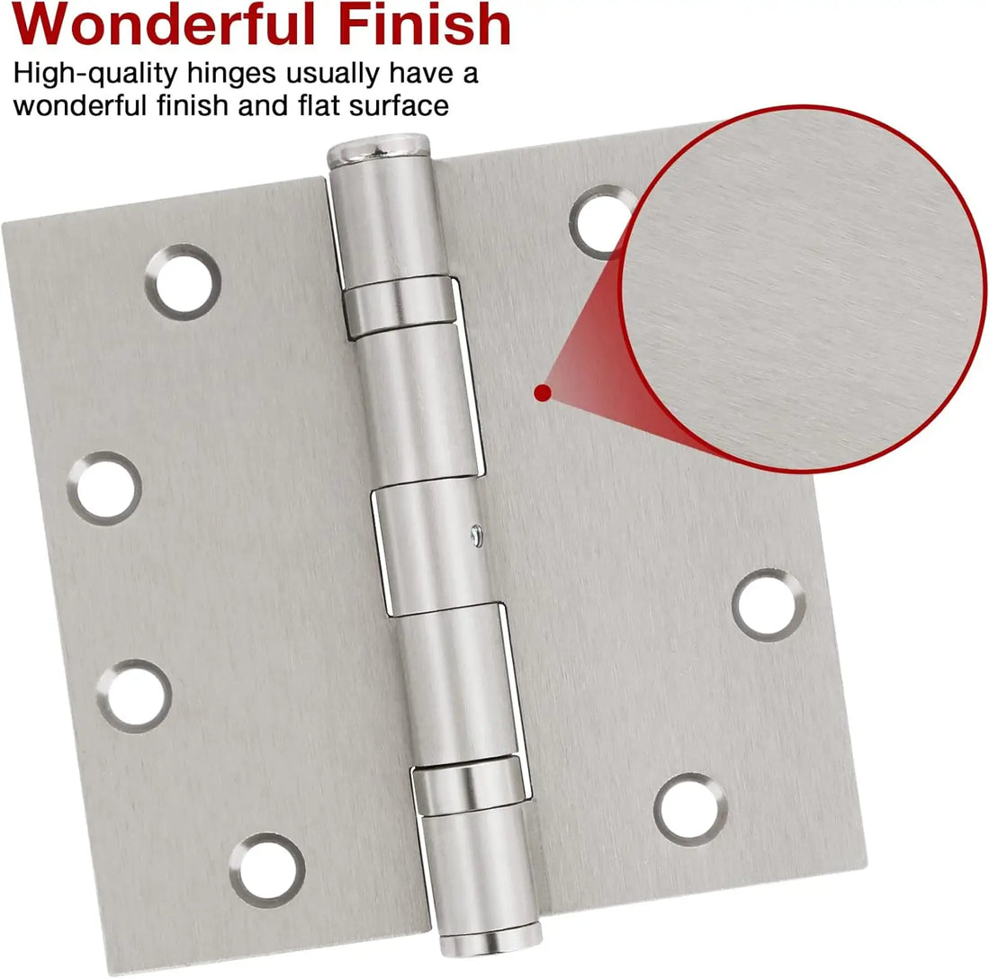 4.5 Inch Ball Bearing Door Hinges | Heavy-Duty, Silver, Square