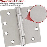 4.5 Inch Ball Bearing Door Hinges | Heavy-Duty, Silver, Square