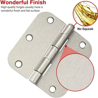 No Squeak Brushed Nickel Hinges – 3.5" & 5/8" Radius, Damping Oil Enhanced