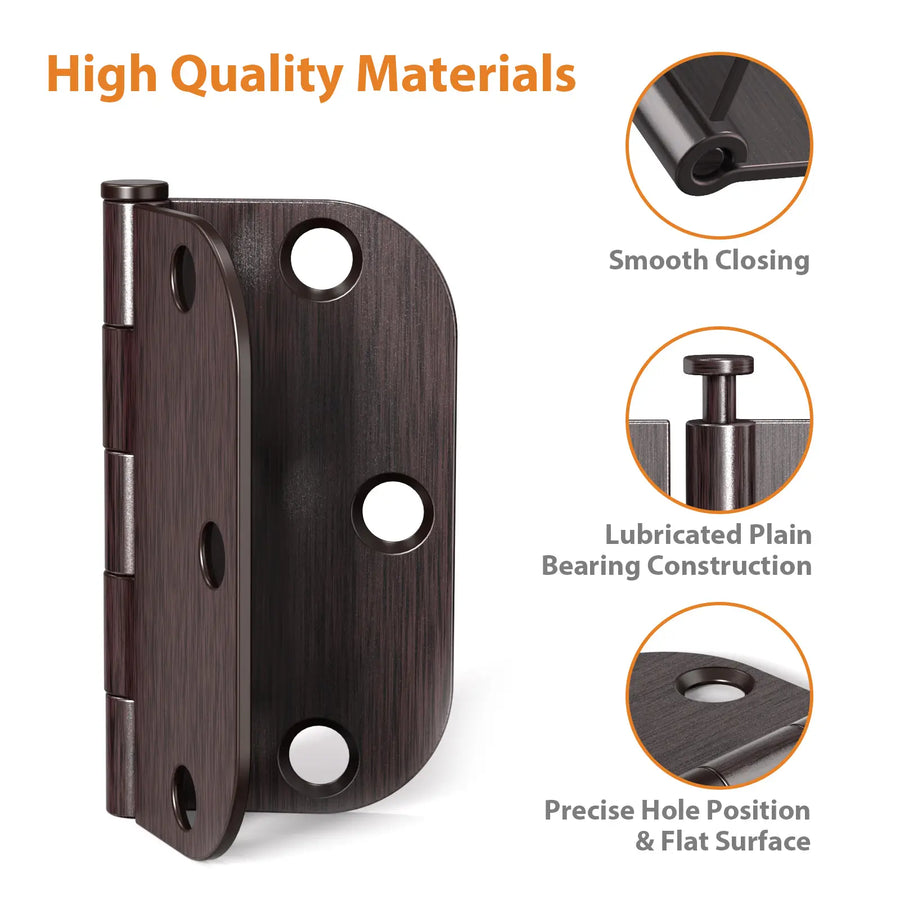 Oil Rubbed Bronze Door Hinges with 3.5 Inch & 5/8" Radius Corners