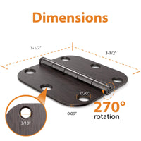 Oil Rubbed Bronze Door Hinges with 3.5 Inch & 5/8" Radius Corners