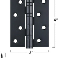 3x4 Inch Matte Black Stainless Steel Ball Bearing Hinges for Interior & Exterior Doors