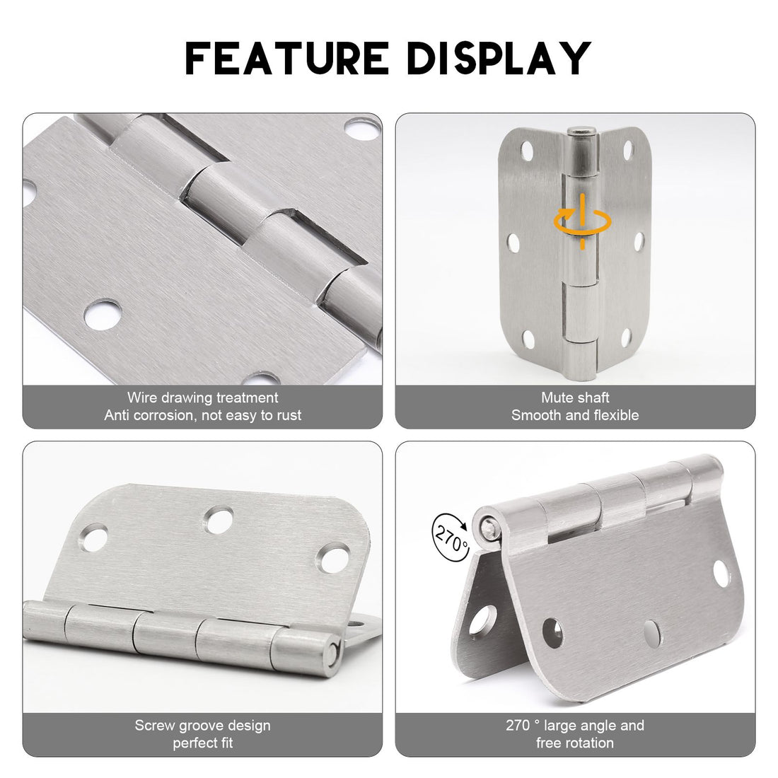 Wholesale  Rounded Brushed Nickel Door Hinges